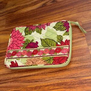 Vera Bradley Green and Pink Floral Quilted Pouch